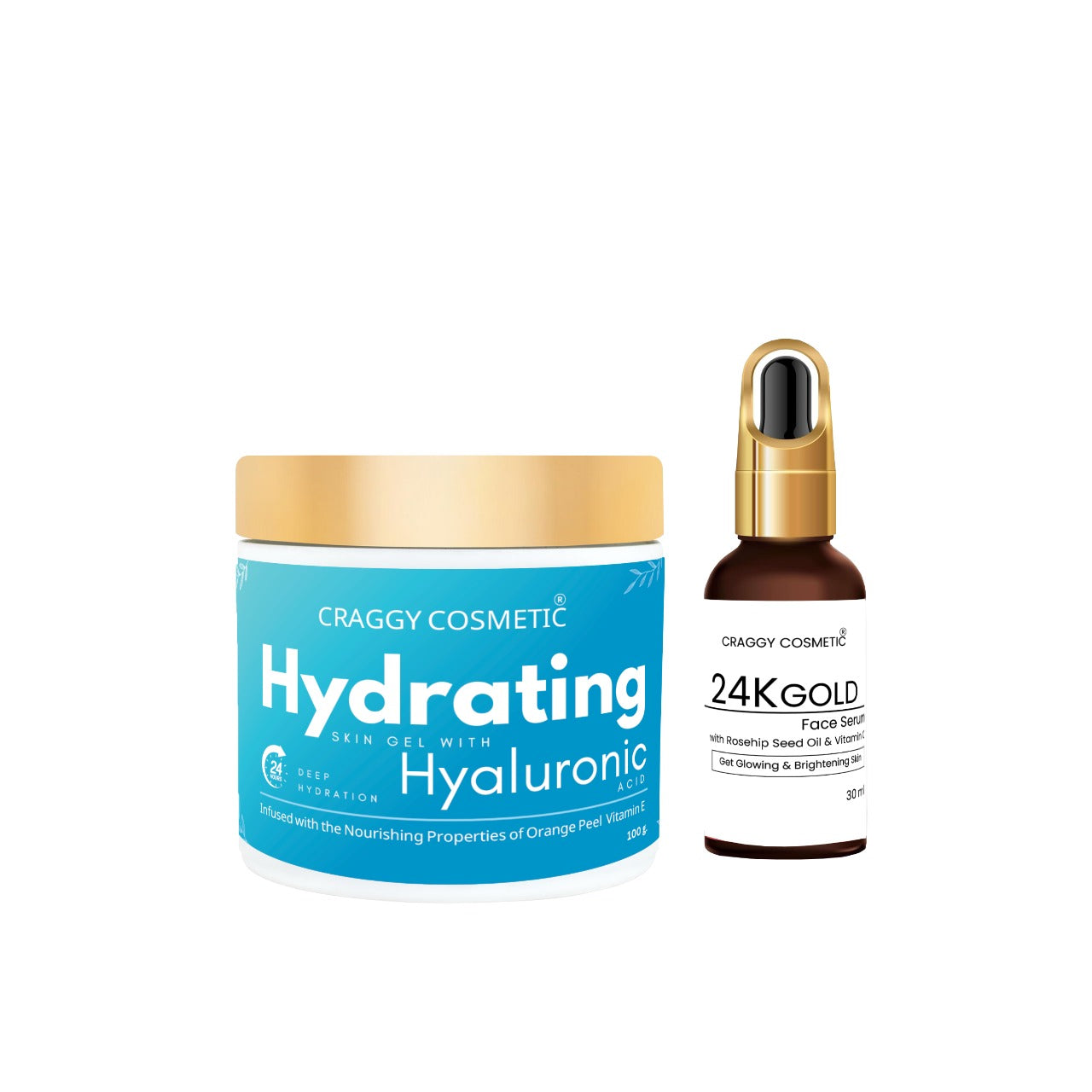 Hyaluronic Face Gel & 24K Gold Face Serum Combo