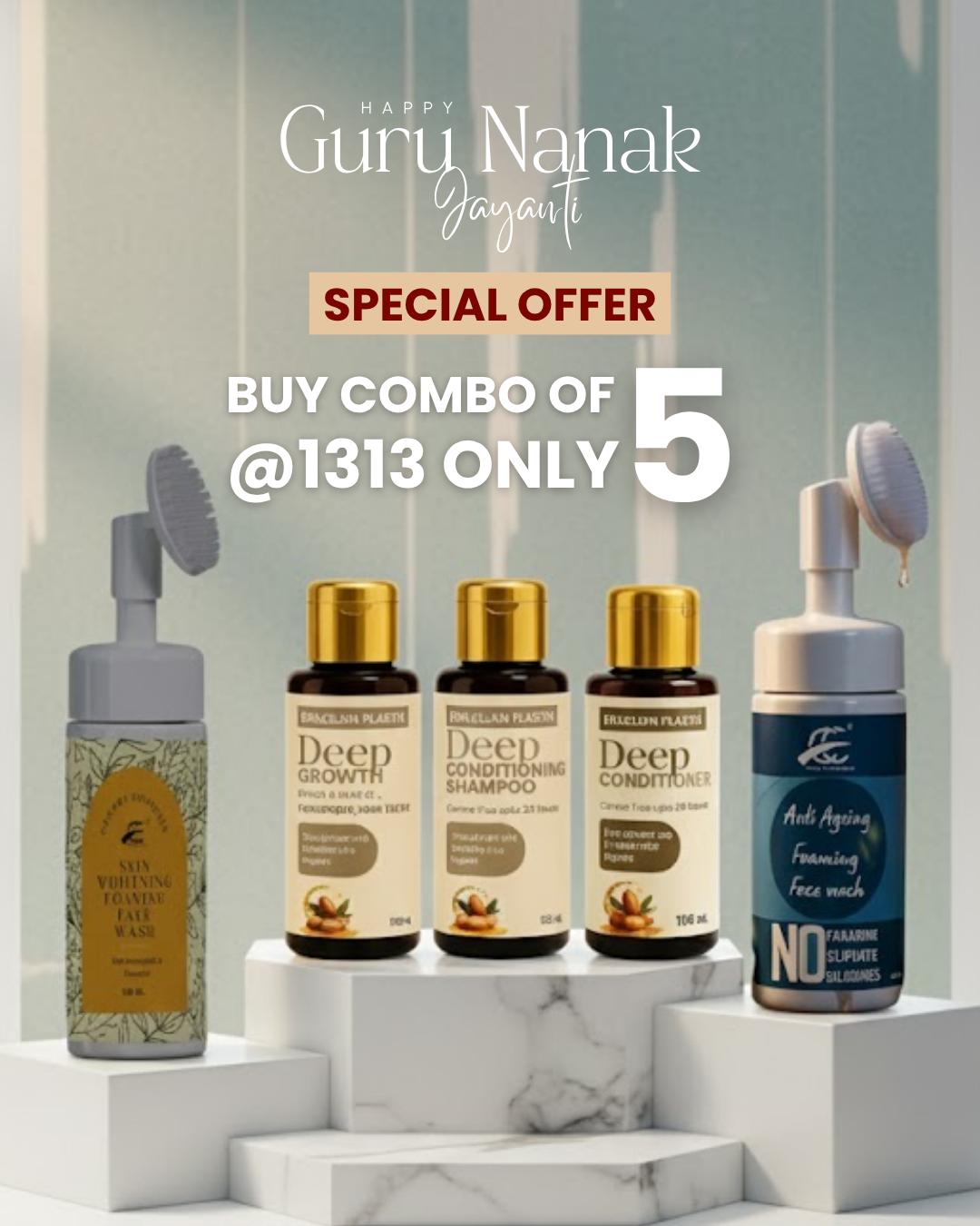 Guru Nanak Jayanti Special Combo – Hair & Skin Care Pack @ ₹1313 Only | Craggy Cosmetics