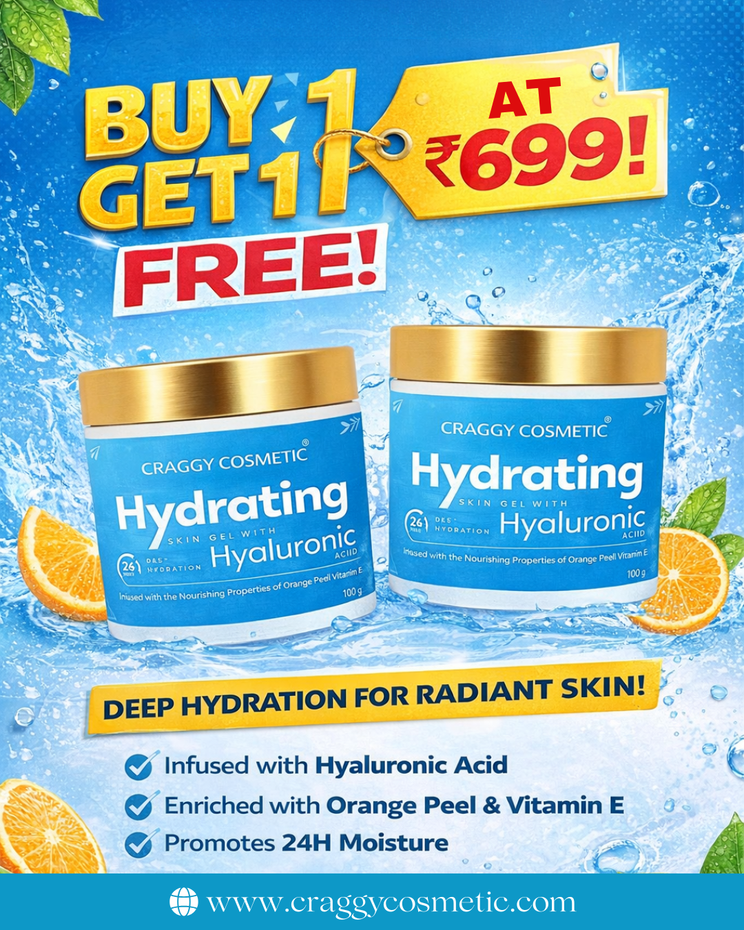 Hyaluronic Moisture Gel with Hyaluronic Acid, Orange Peel & Vitamin E