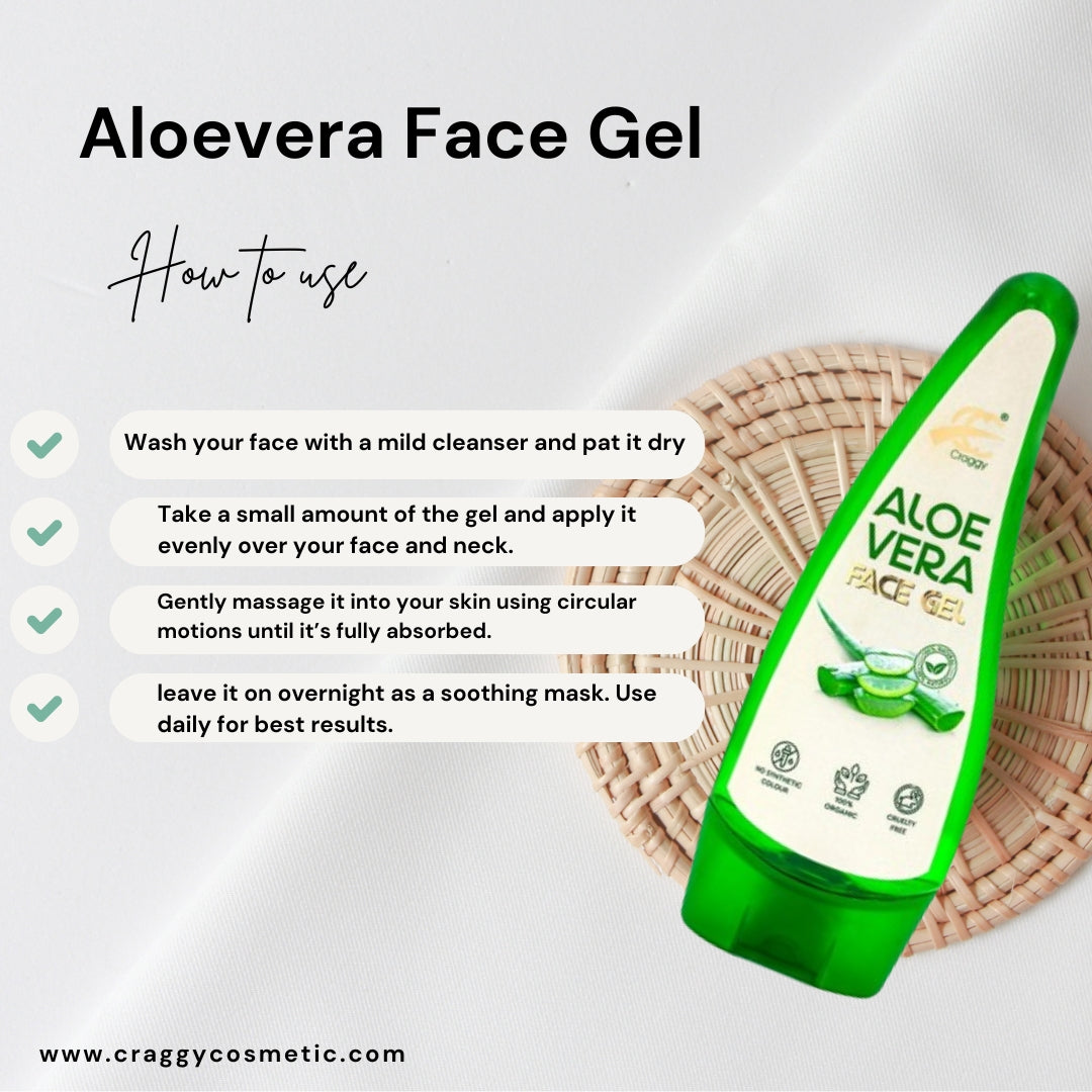 🌿 Craggy Aloe Vera Gel – Hydrating, Brightening & Refreshing (Saffron/Rose/Vitamin E) Pack of 2 ✨