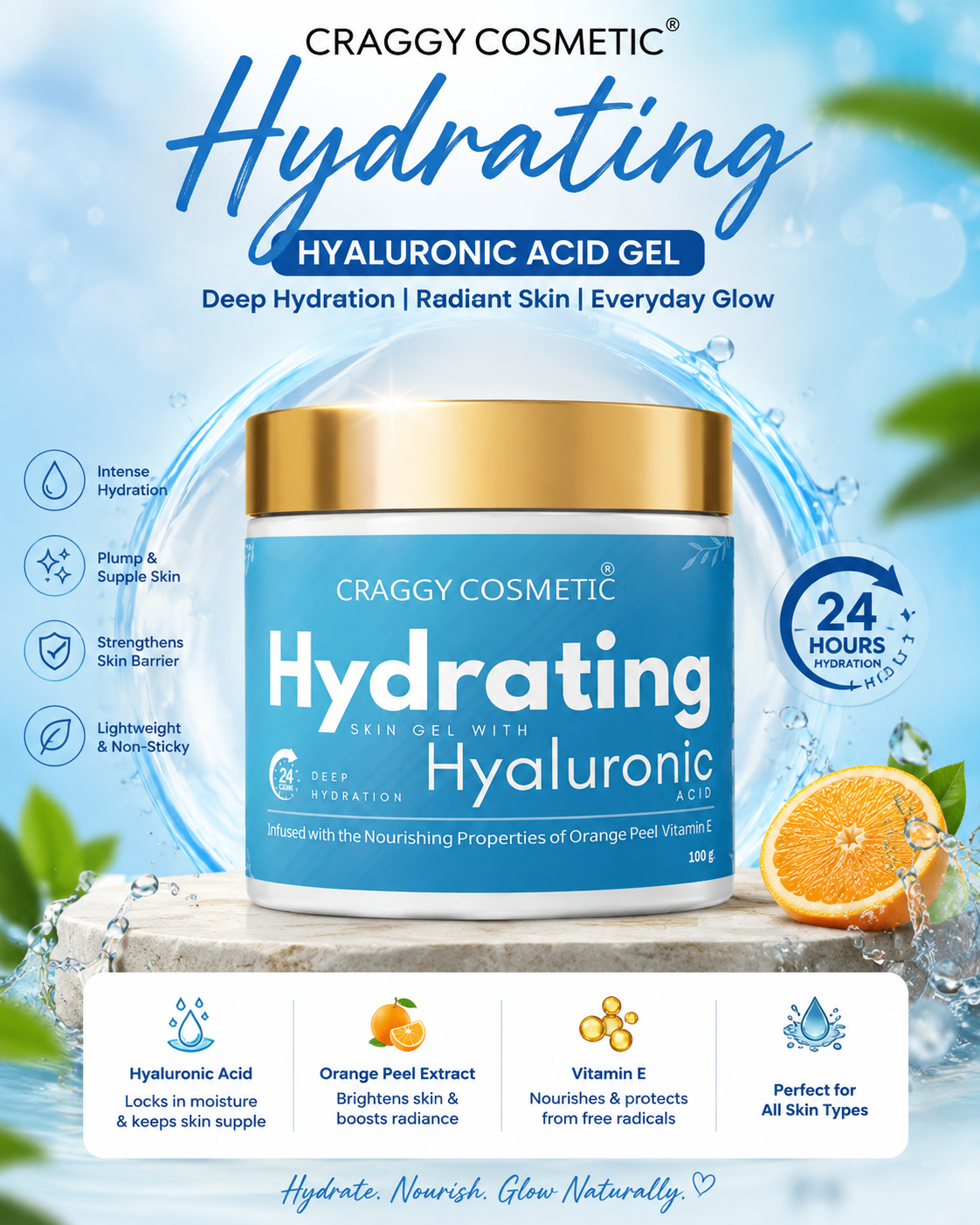 Hyaluronic Moisture Gel with Hyaluronic Acid, Orange Peel & Vitamin E