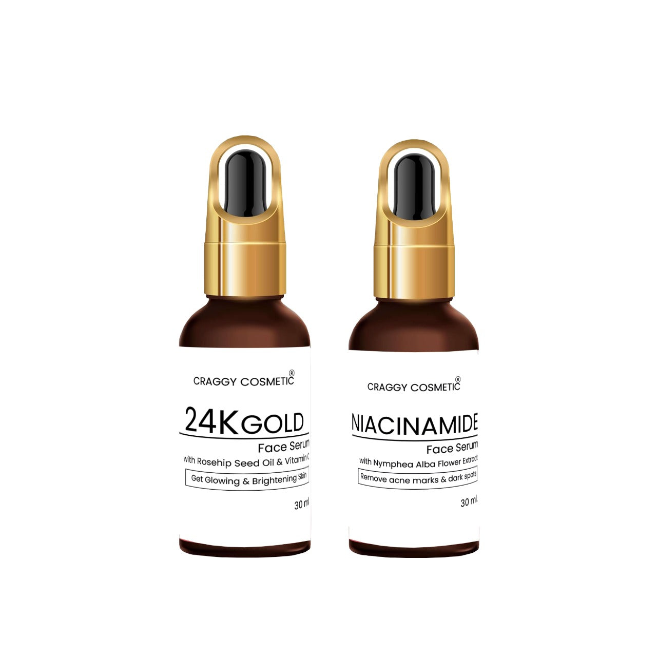 Craggy Pure Glow 24K Gold and Niacinamide  Face Serum B3 Brightening Formula