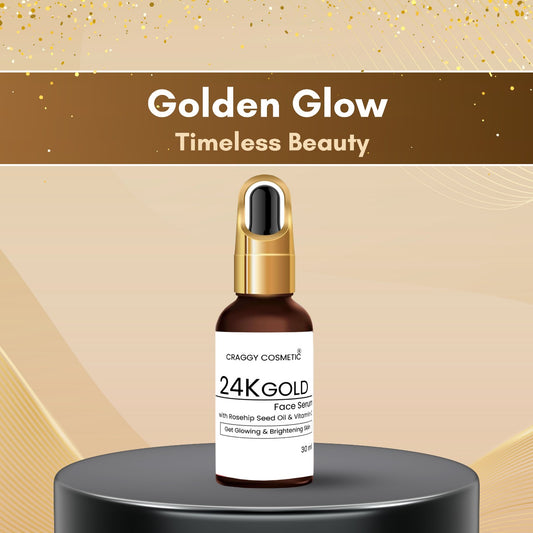 24K Gold Face Serum with Rosehip Seed Oil & Vitamin C – Glow & Brighten Skin